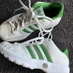 Adidas super star collection, green stripes size 7.5 US